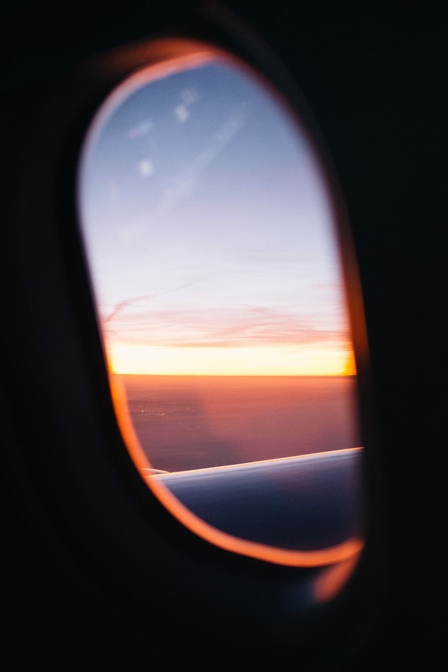 view of airplane's right wing, passenger plane window during dawn HD wallpaper
