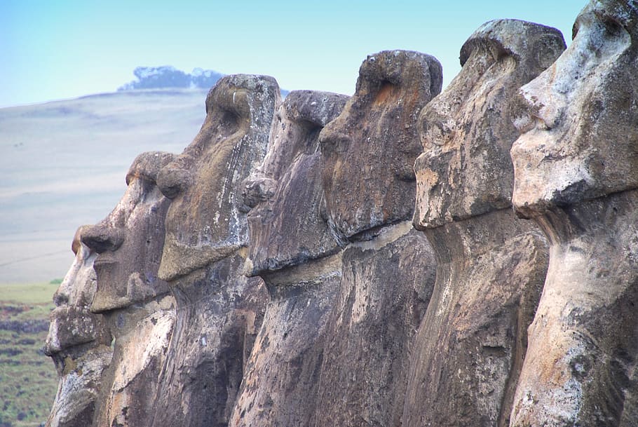Maoi Statues, chile, easter island, rapa nui, moai, sculpture HD wallpaper