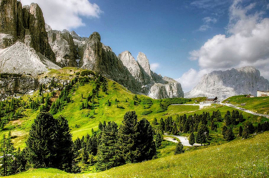 mountain during daytime, Dolomites, Val Gardena, Nature, landscape, HD wallpaper