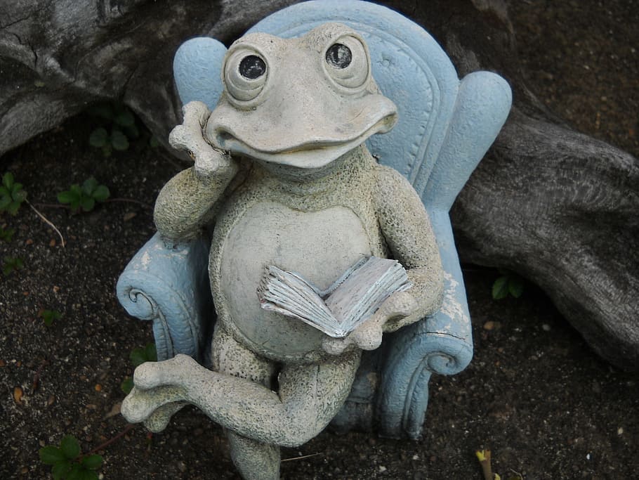 Frog, Garden, Decoration, Ceramic, Chair, book, toy, animal representation HD wallpaper