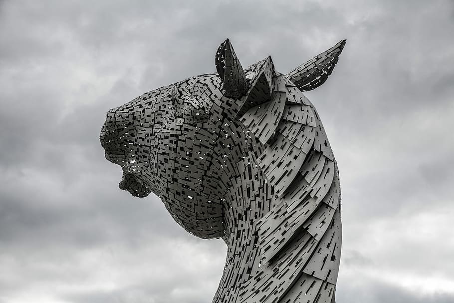Kelpies, Scotland, Horse Head, Sculpture, equine, one animal, HD wallpaper