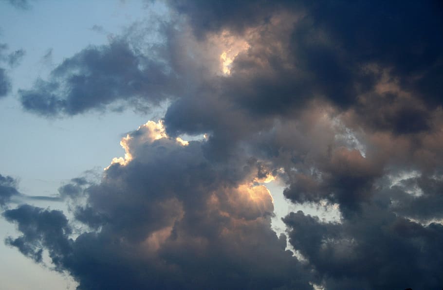 clouds, sky, paynes-grey shadows, evening sky, pink translucency HD wallpaper