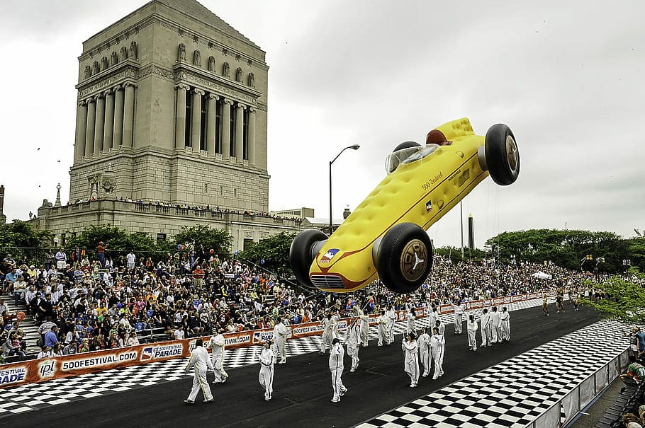 500 Festival Parade in Indianapolis, Indiana, crowd, photos, public domain, HD wallpaper