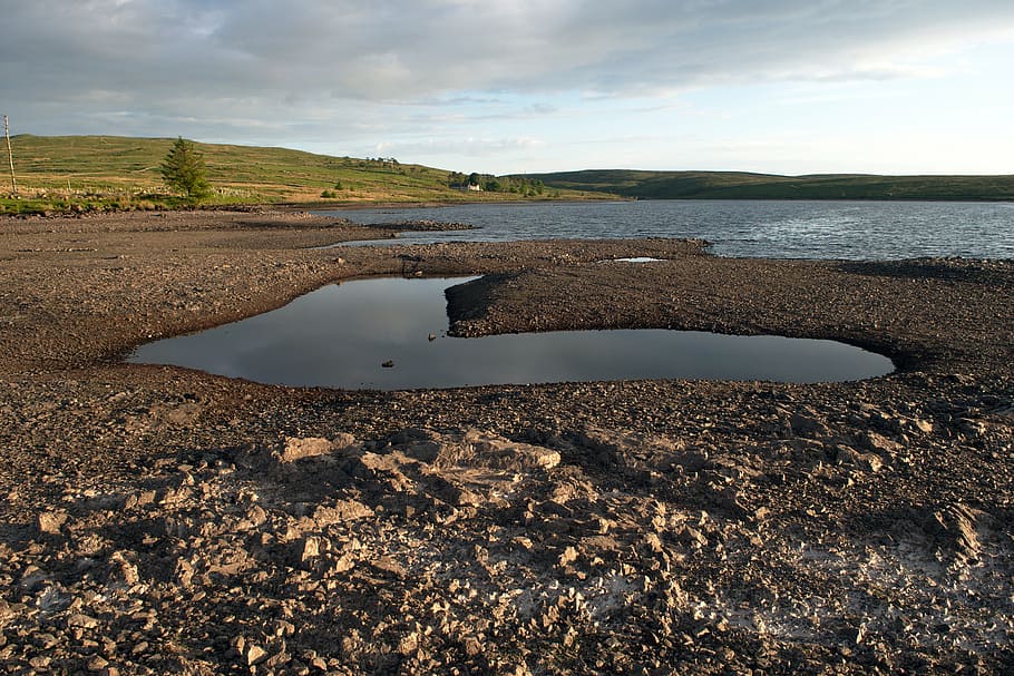landscape, rocks, beach, hillside, love heart, pond, lake, loch HD wallpaper