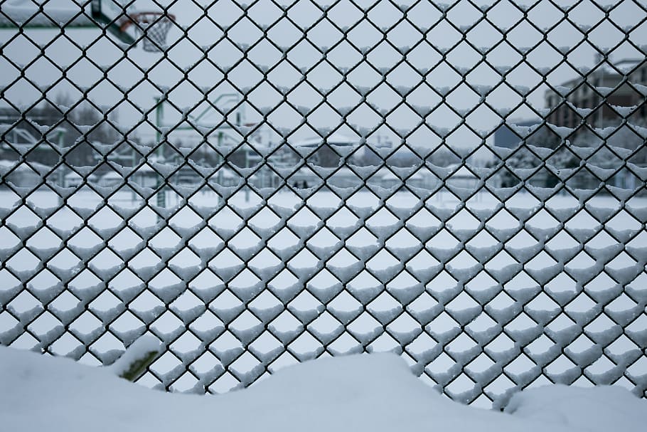 mode, grid, abstract, fence, sky, metal, pattern, no people HD wallpaper