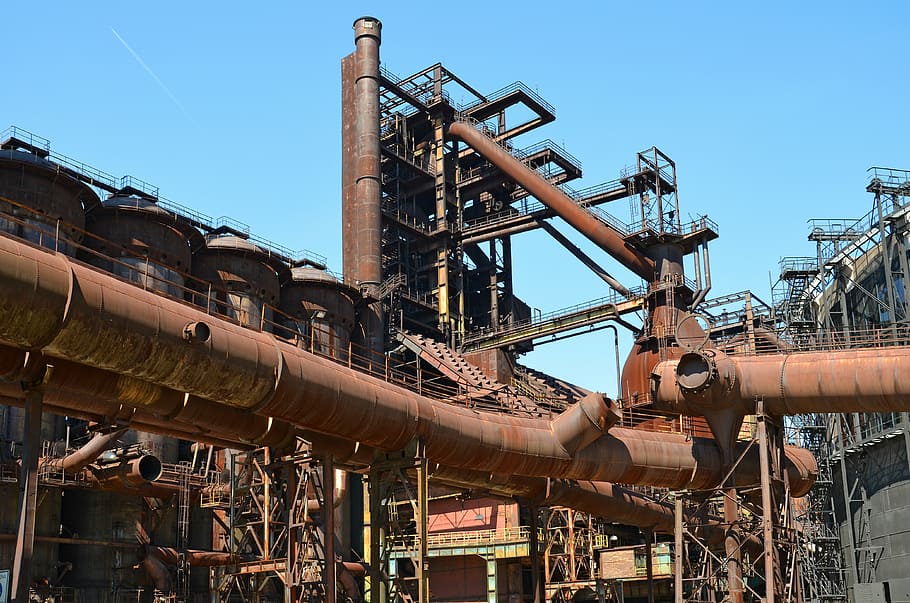 brown steel pipes, industry, vysoká pec, ostrava, iron, melting iron