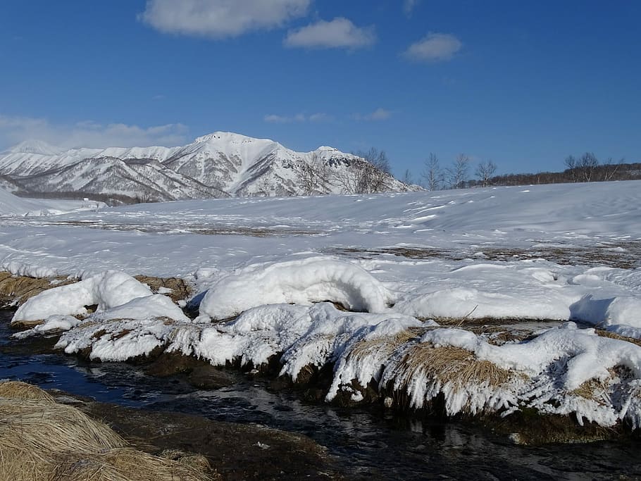 mountains, ridge, valley, river, nature, height, snow, open space HD wallpaper