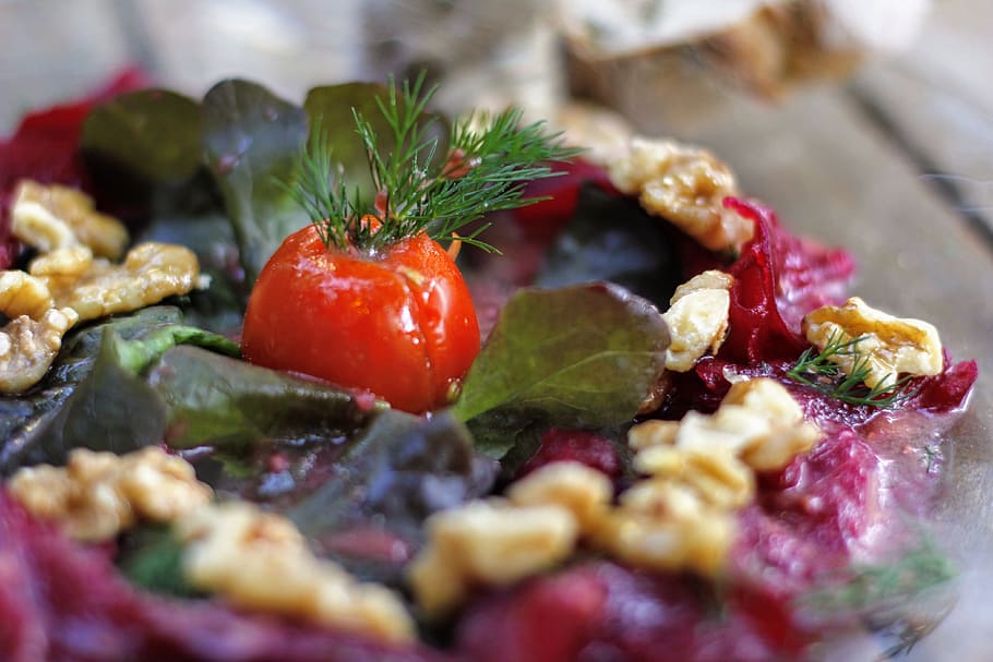 beetroot, salad, nuts, eat, healthy, food, nutrition, frisch HD wallpaper