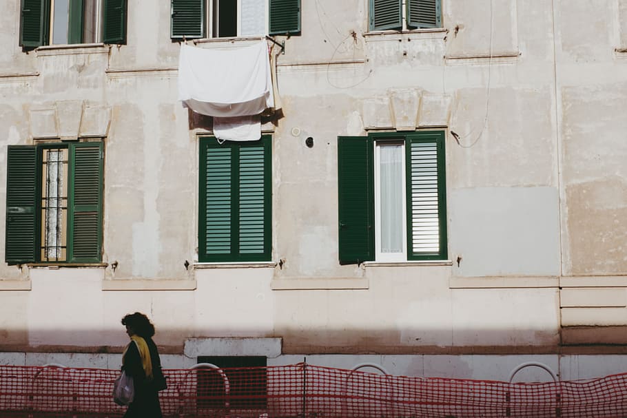 Walking woman, other, people, architecture, window, building Exterior HD wallpaper