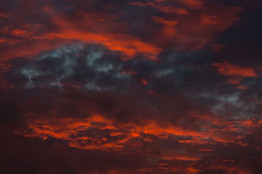 red clouds, red and black clouds, Dark Sky, sunset, twilight HD wallpaper