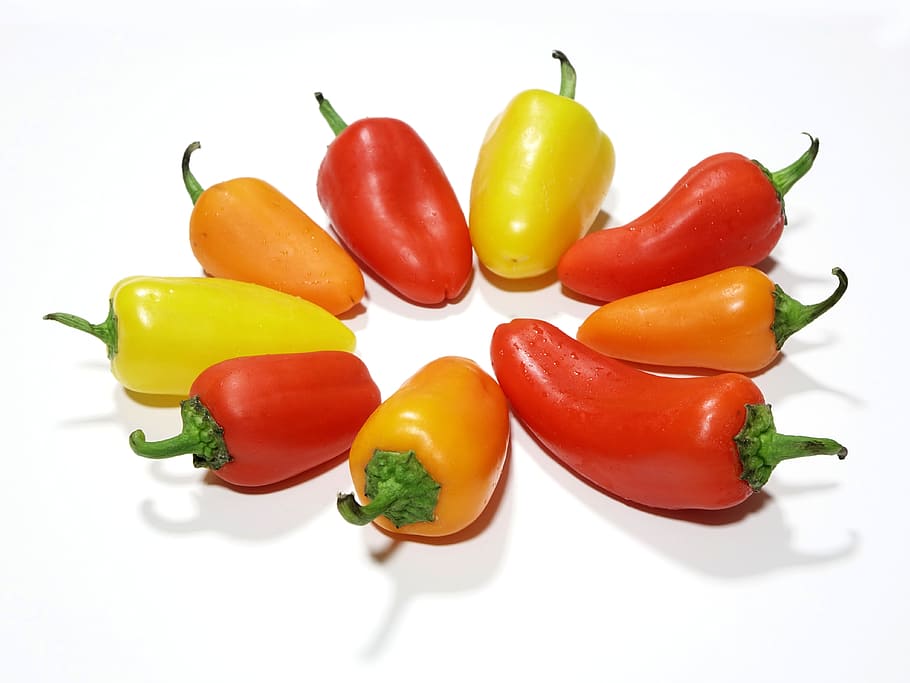 assorted-color bell peppers, yellow, red, orange, paprika, salad HD wallpaper