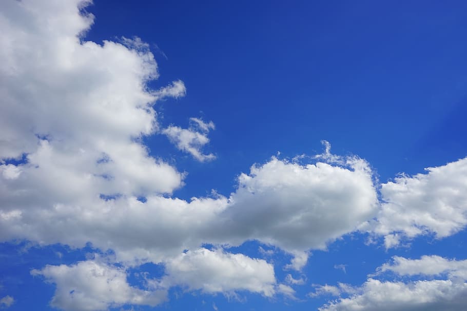 clouds, sky, blue, raindrop, cumulus, summer clouds, white HD wallpaper