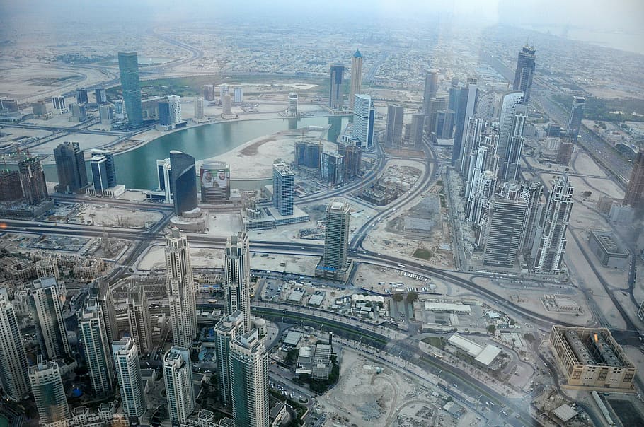 aerial view photography of Dubai during daytime, aerial photography of high rise buildings during daytrime HD wallpaper