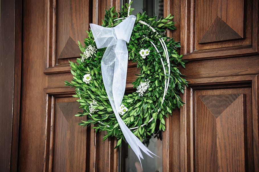 wreath, wedding, loop, marry, wedding wreath, house entrance HD wallpaper