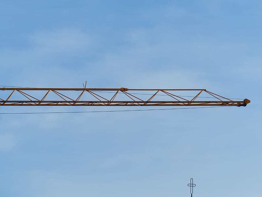 crane, baukran, site, sky, build, lift loads, last, arm, crane arm, HD wallpaper