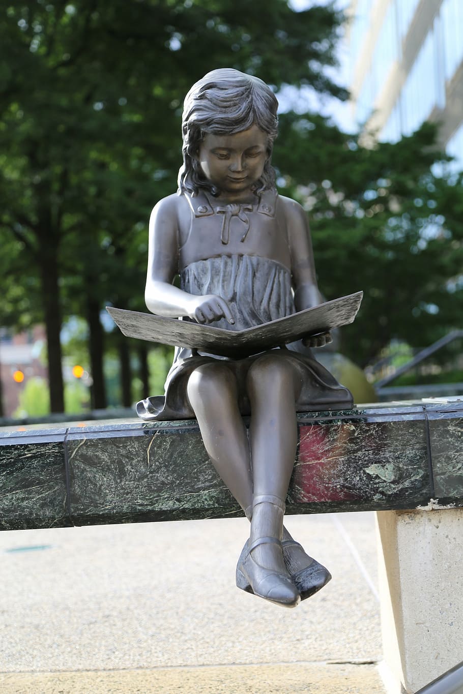 girl reading book statue, education, studying, young, learning, HD wallpaper