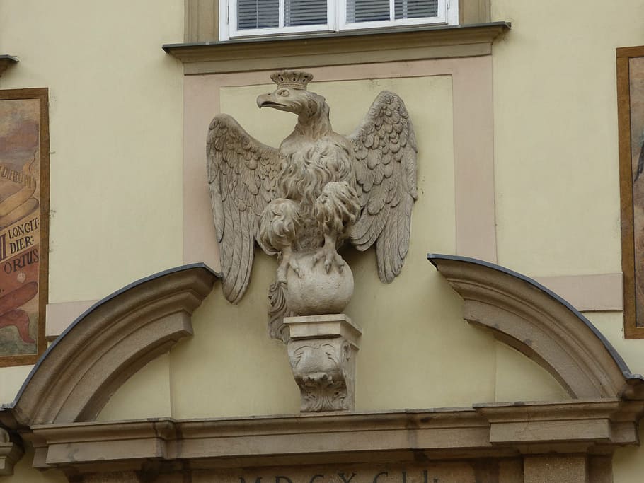 eagle, sculpture, crown, decorating, emboss, the old town, the city centre HD wallpaper