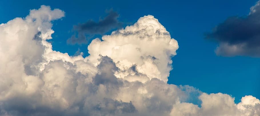 clouds, the sky, blue, yellow, storm, cloud - sky, outdoors HD wallpaper