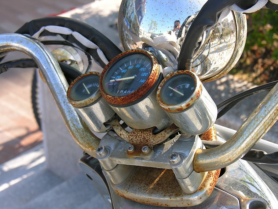 Motorcycles, Machine, the instrument panel, rusty, technology HD wallpaper