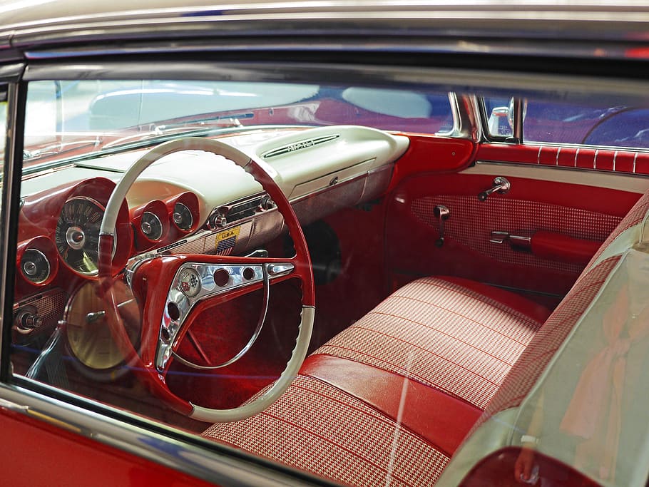 chevrolet, impala, interior view, steering wheel, dashboard.