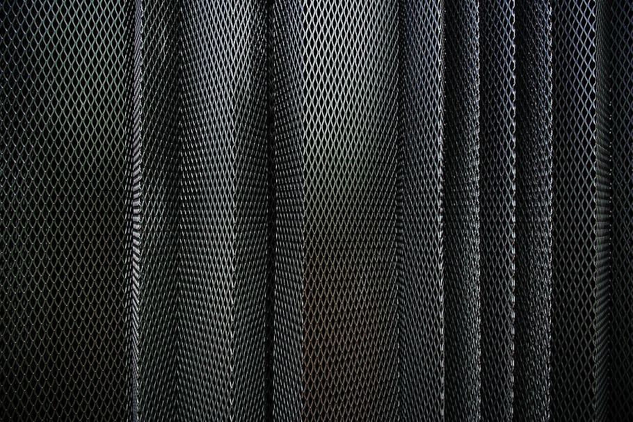 A metal criss-cross grid in undulating layers, gray metal mesh straps HD wallpaper
