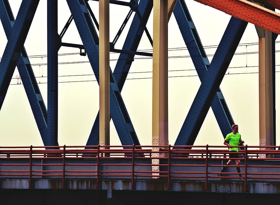 runner, bridge, crosses, built structure, architecture, metal HD wallpaper