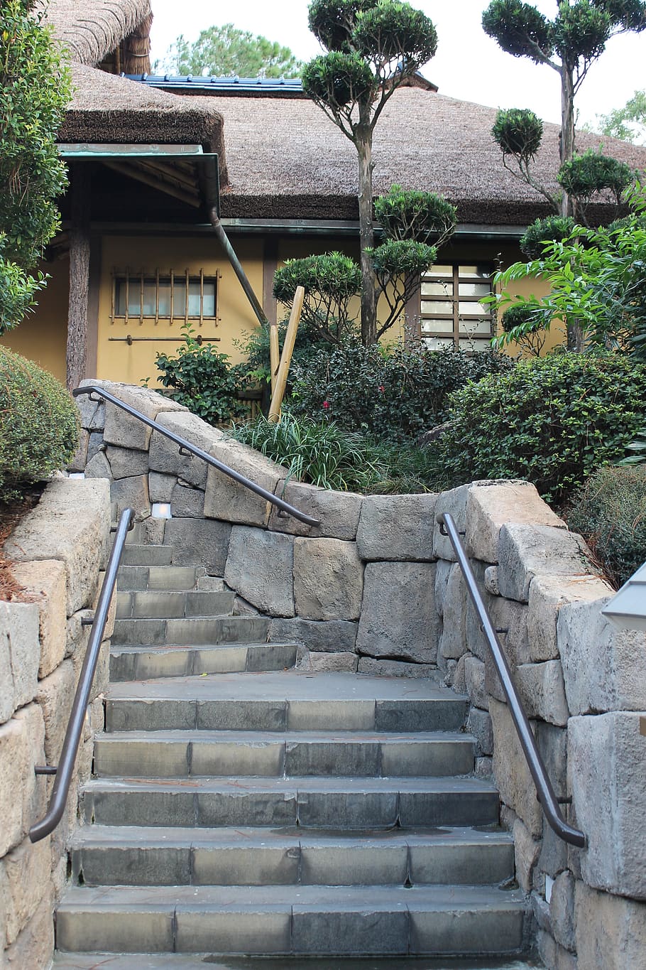 epcot center, japan, stairs, architecture, built structure, HD wallpaper