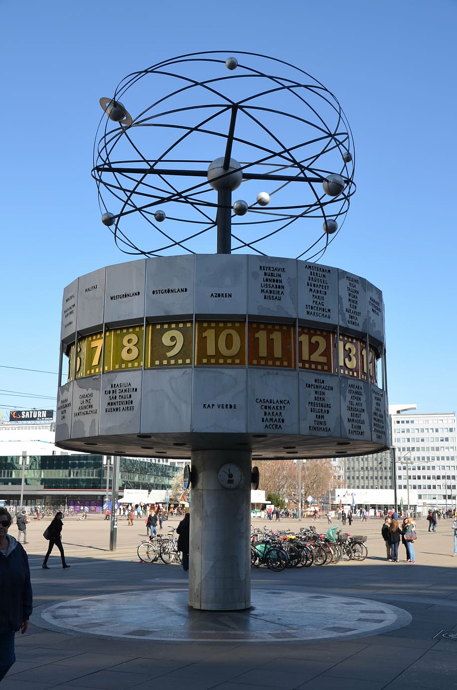 world clock, berlin, artwork, architecture, alexanderplatz