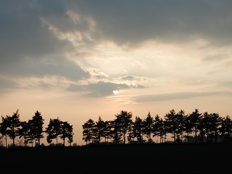 sunset, fields, sunlight, clouds, landscape, abendstimmung HD wallpaper
