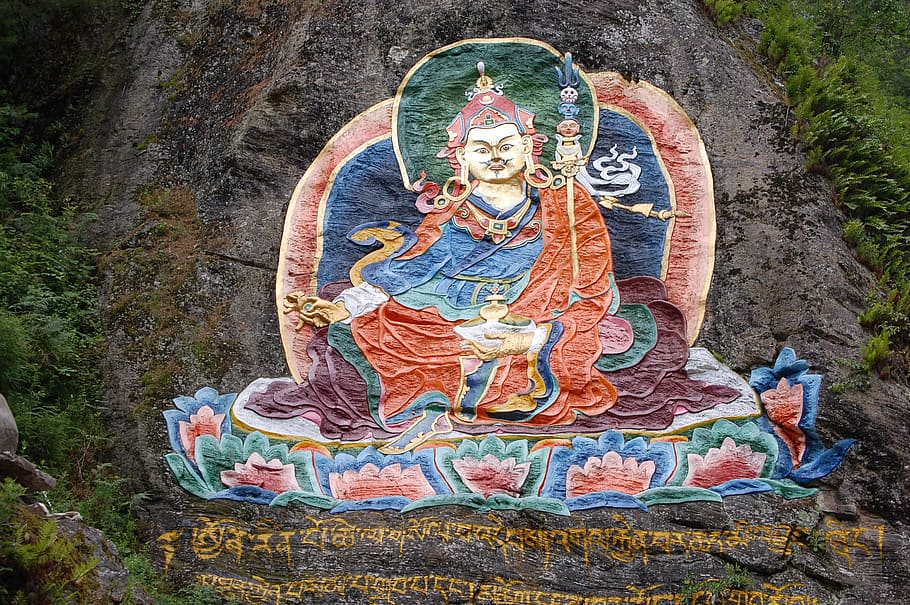 bhutan, guru rinpoche, mahayana, buddhism, art and craft, creativity, HD wallpaper