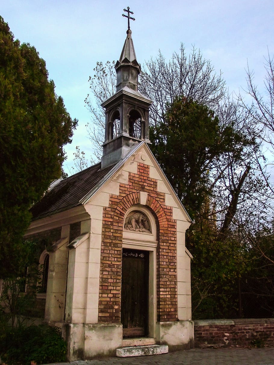 building, old building, tree, blue, sky, church, chapel, bell HD wallpaper
