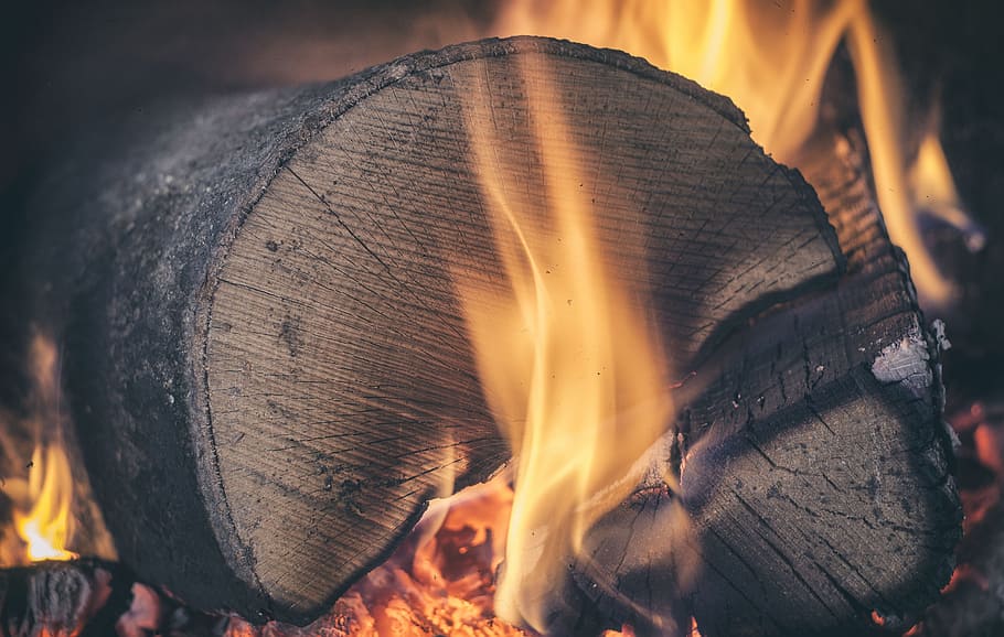burning firewood stock, amber, ash, burnt, close-up, coal, dark HD wallpaper