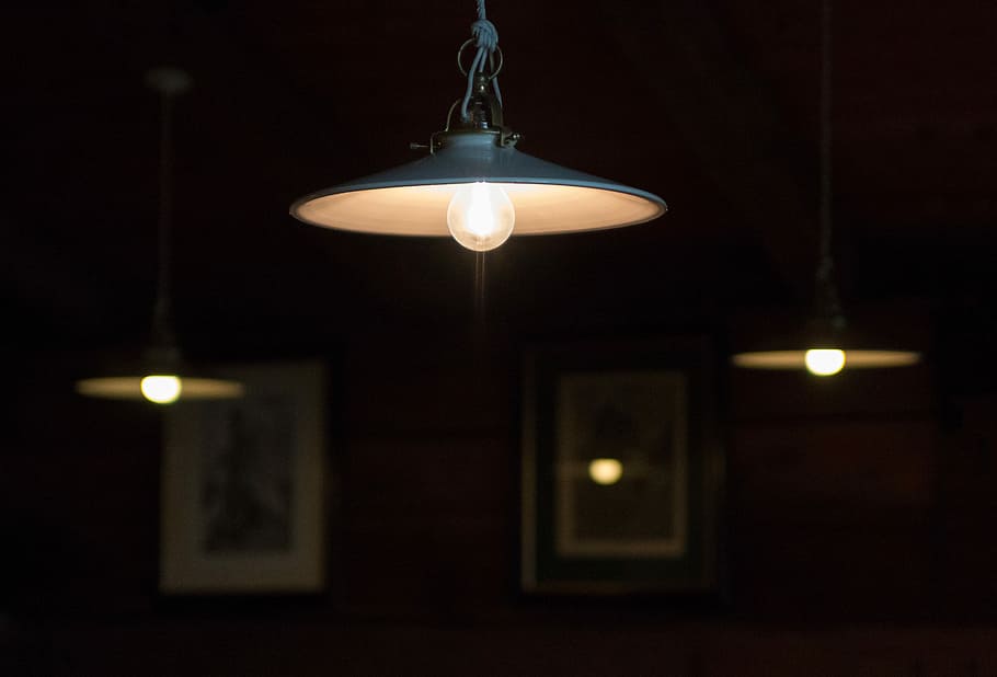 lighted vanity lamps, selective focus of lighted pendant lamp HD wallpaper