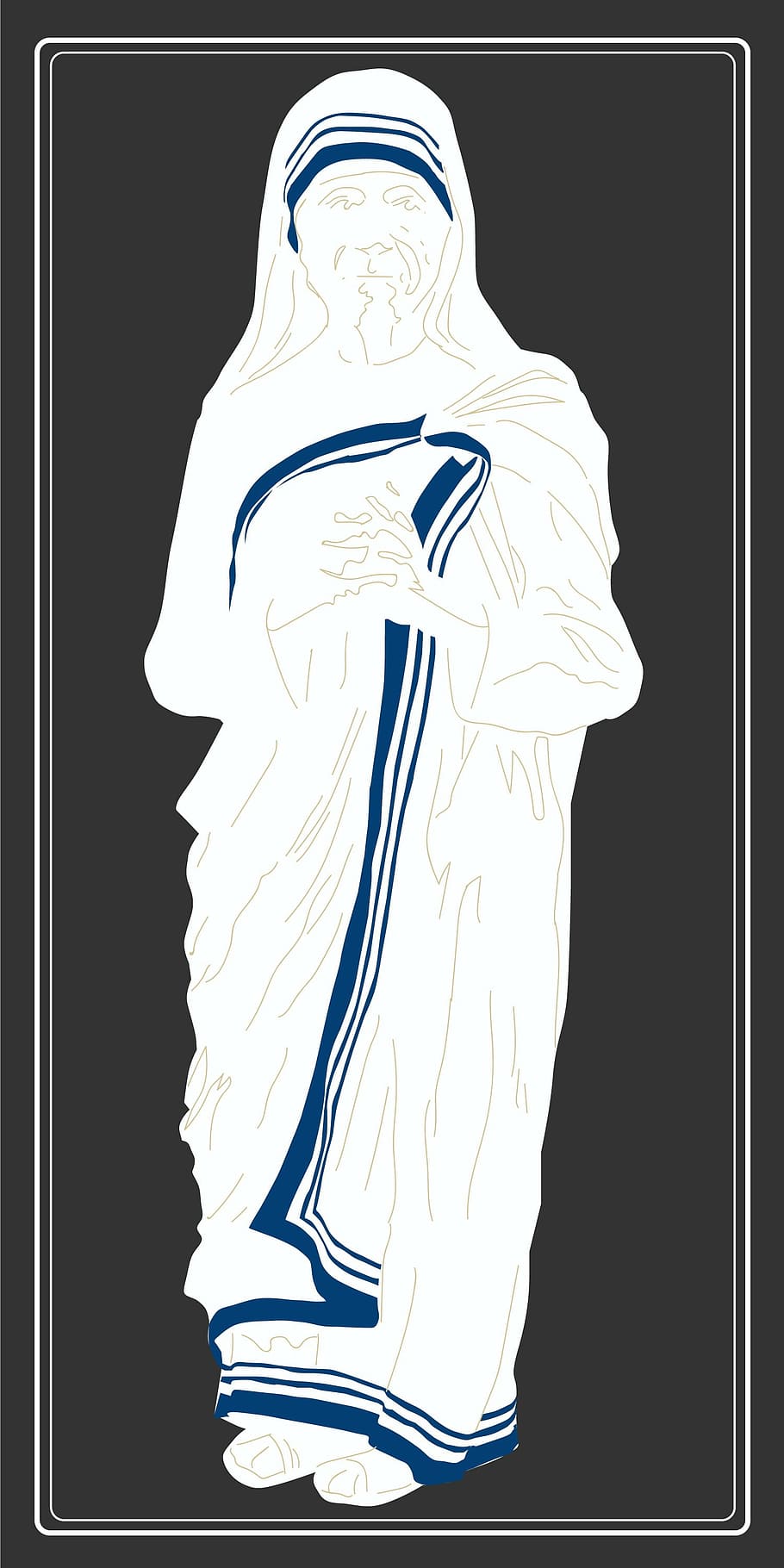 white and blue dressed woman illustration, saint teresa of calcutta