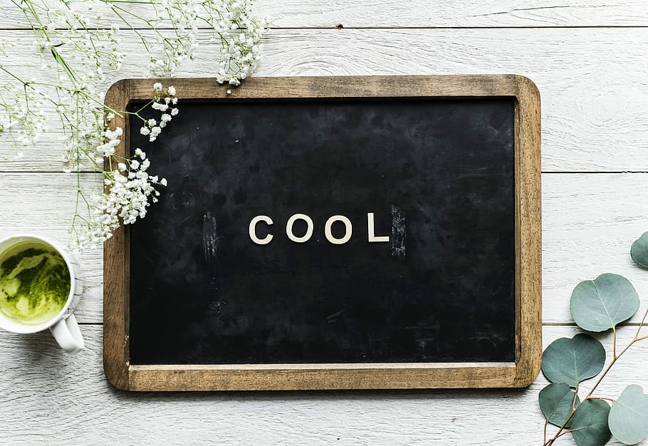 rectangular black and brown food tray, black chalk board with cool text HD wallpaper