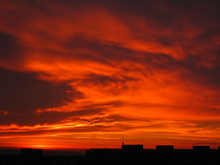 sunrise, clouds, sky, mood, red, skies, morgenrot, morgenstimmung HD wallpaper