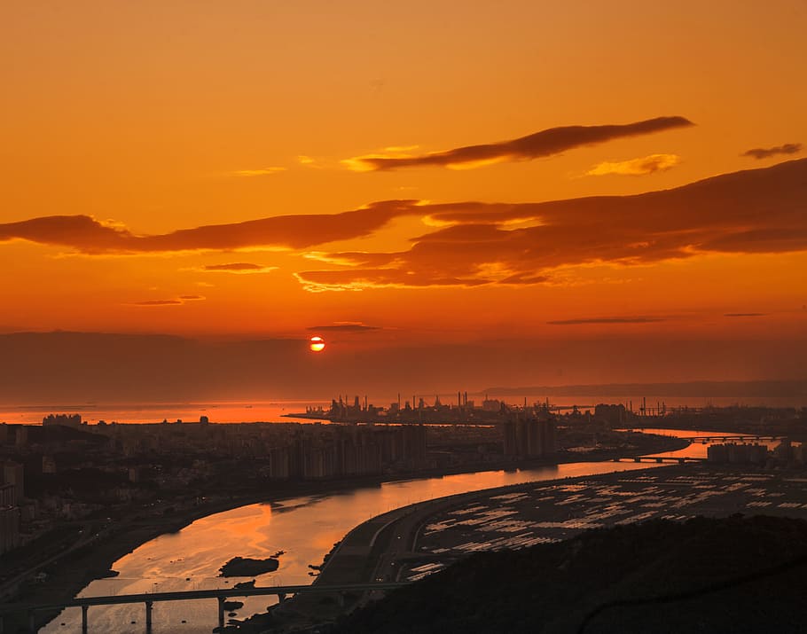 sunrise, color, sunset, sky, orange color, water, cloud - sky HD wallpaper
