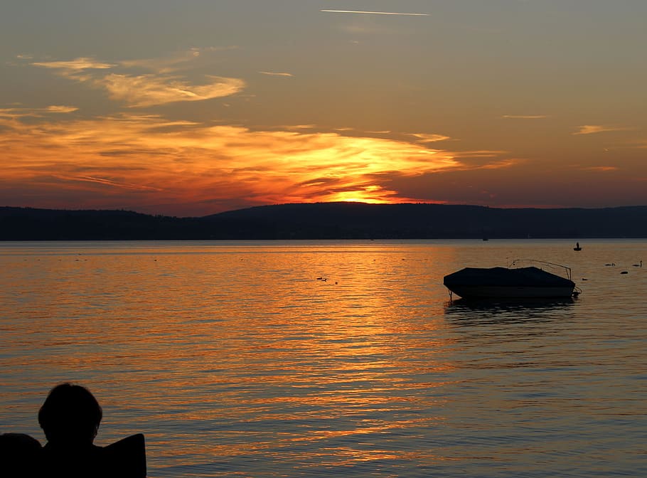 Evening, Bodensee, Austria, Sunset, evening red, sea, holiday HD wallpaper