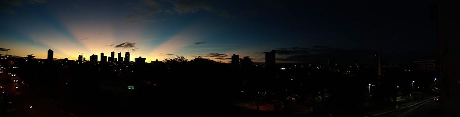 silhoutte photo of city sky, Darkness, Light, Campina Grande, HD wallpaper