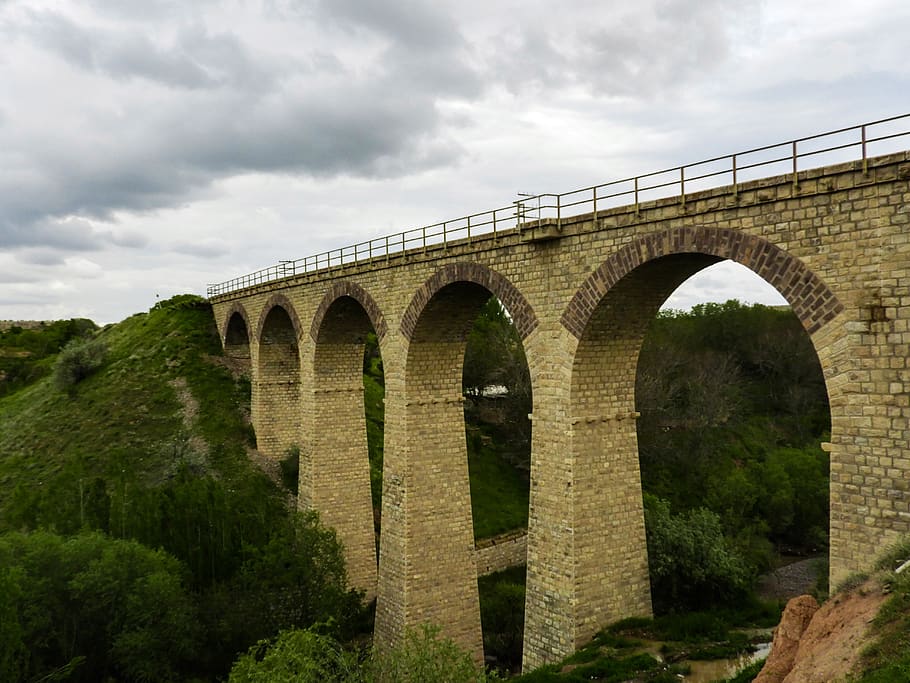 bridge, brick, old, train bridge, iran, tabriz2018, maragheh HD wallpaper
