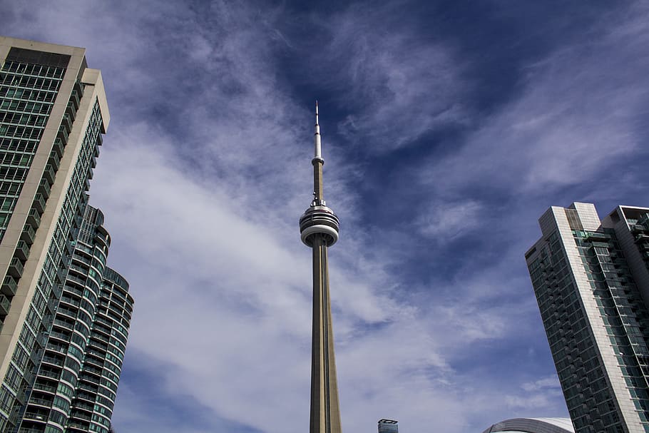 low angle photography of CN Tower, Canada, CN tower during daytime HD wallpaper