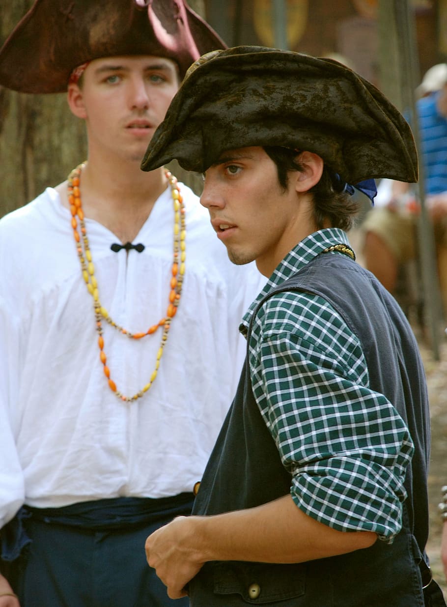 hat, pirate, man, young, clothes, caucasian, costume, portrait HD wallpaper