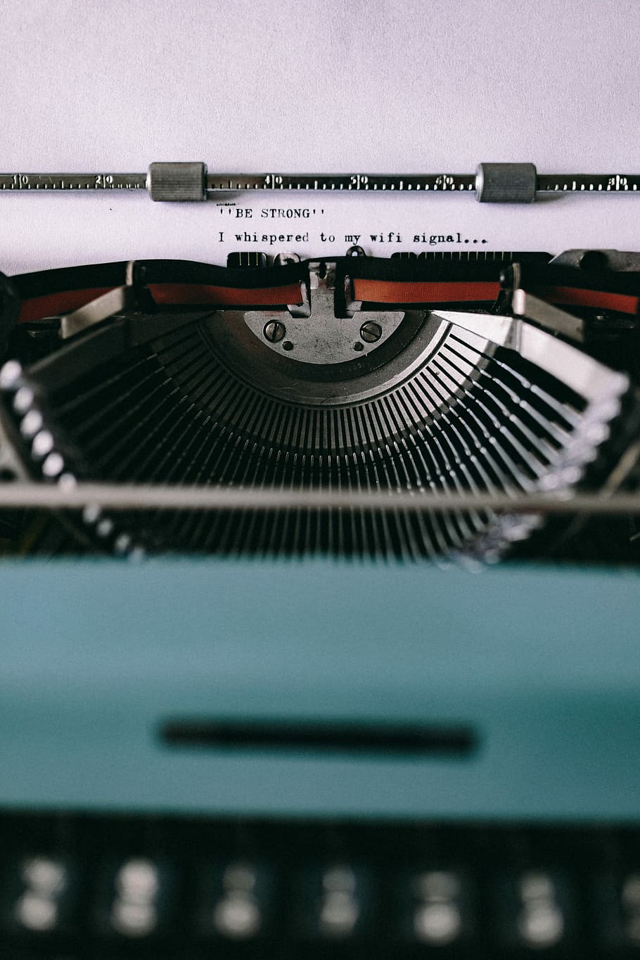 Closeup view of typing quotes on the old typewriter, vintage