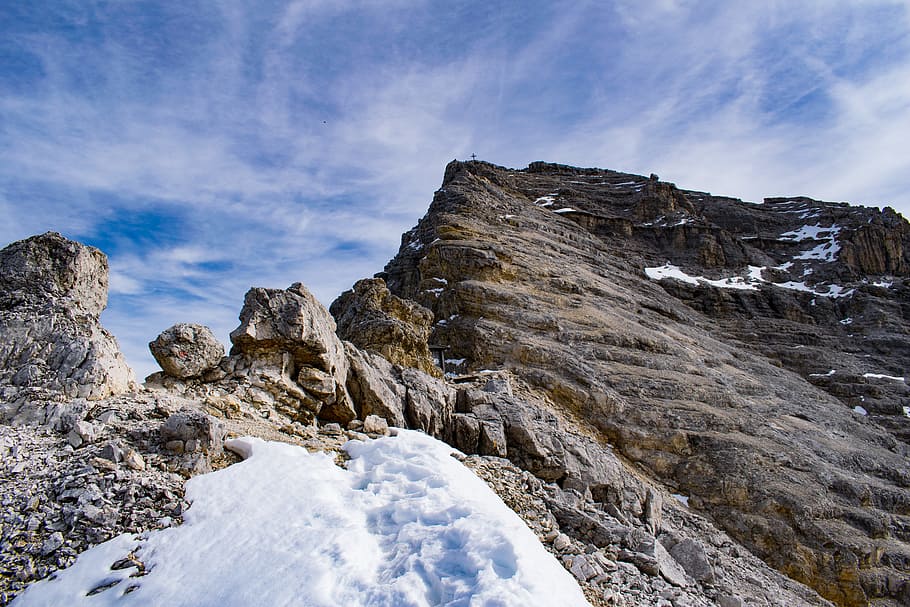 alps, top, cross, mountain, rock, scenics - nature, rock - object HD wallpaper