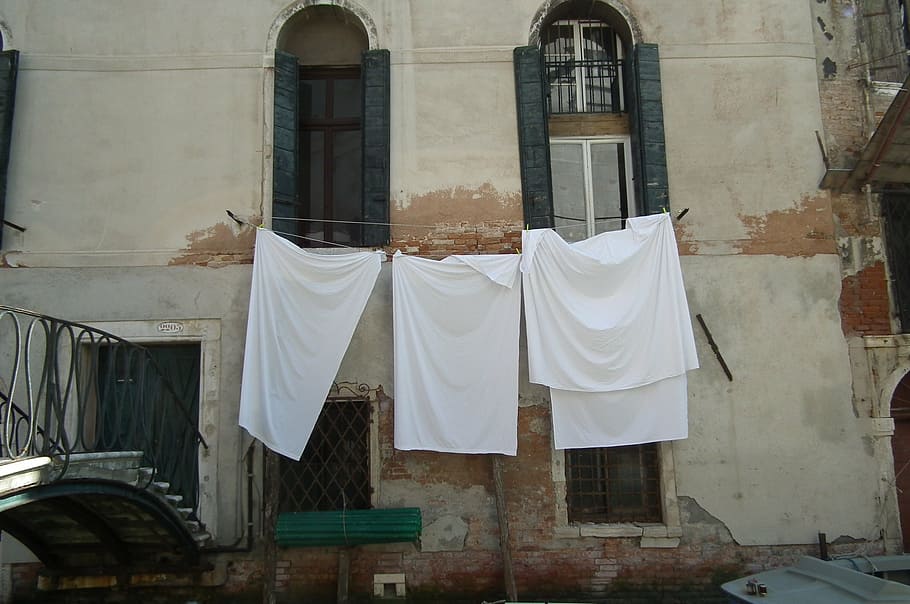 venice, drying, linen, window, architecture, laundry, built structure HD wallpaper