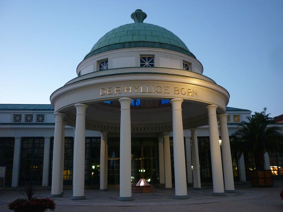 Source, Bad Pyrmont, Spa, abendstimmung, architecture, dome HD wallpaper