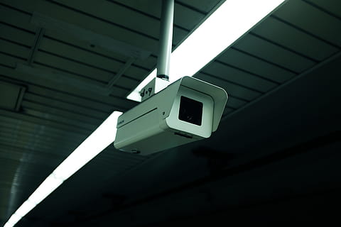 white security camera, white surveillance camera on ceiling, close up HD wallpaper