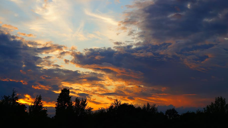 view, landscape, sky, clouds, sunset, cloud - sky, silhouette HD wallpaper