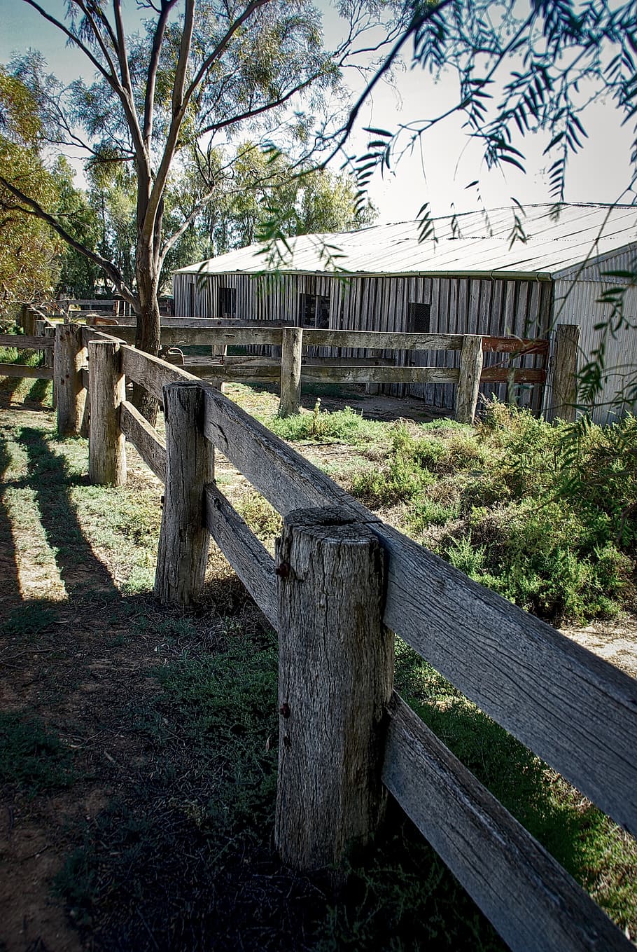 shed, barn, vintage, rustic, old, antique, fence, country, rough HD wallpaper