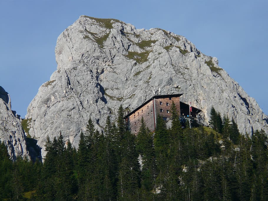 gimpelhaus, mountain hut, nesselwängle, allgäu alps, alpine, HD wallpaper